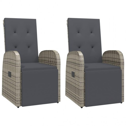Havestole med hynder 2 stk. i grå polyrattan