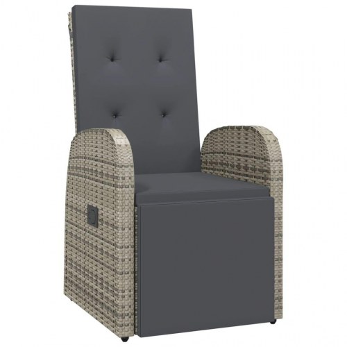Havestole med hynder 2 stk. i grå polyrattan