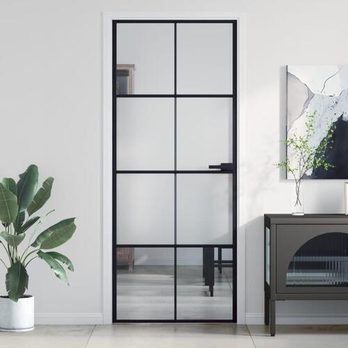 Dør 83x201,5 cm hærdet glas og aluminium sort