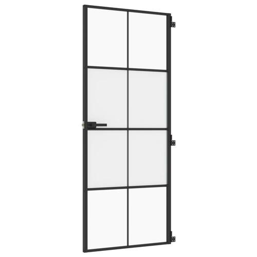 Dør 83x201,5 cm hærdet glas og aluminium sort