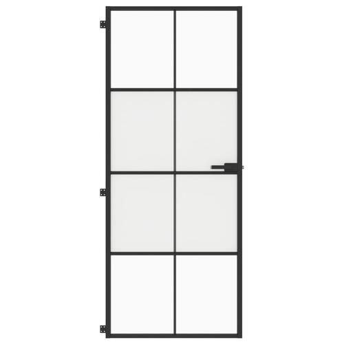 Dør 83x201,5 cm hærdet glas og aluminium sort