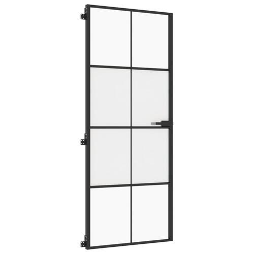 Dør 83x201,5 cm hærdet glas og aluminium sort