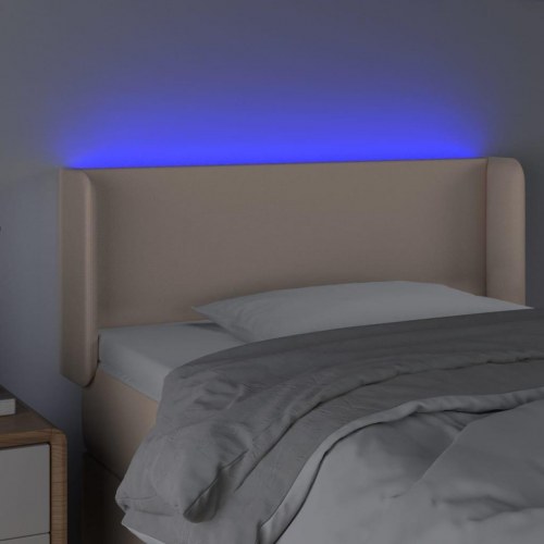 Sengegavl med LED-lys 83 x 16 x 78/88 cm kunstlæder - cappuccino