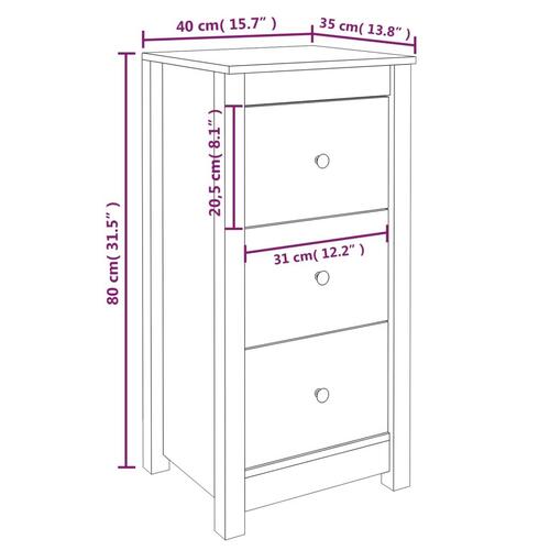 Skænk 40x35x80 cm massivt fyrretræ hvid