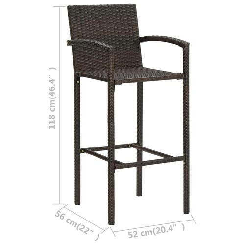 Barstole 2 stk. polyrattan brun