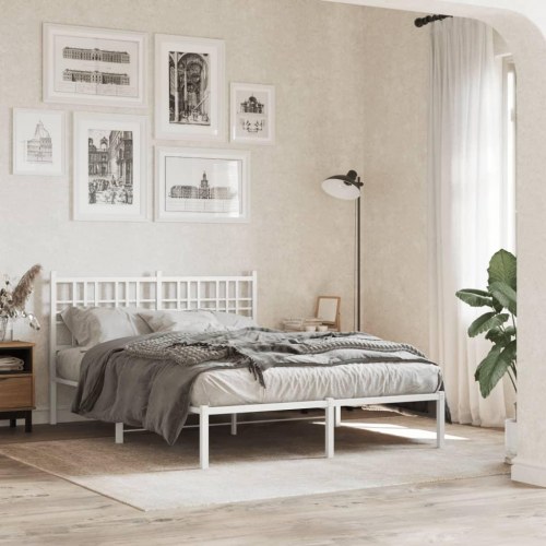Sengeramme med sengegavl 120 x 200 cm metal - hvid
