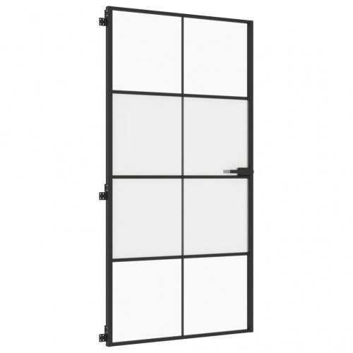 Glasdør 102,5x201,5 cm - hærdet glas og sort aluminium