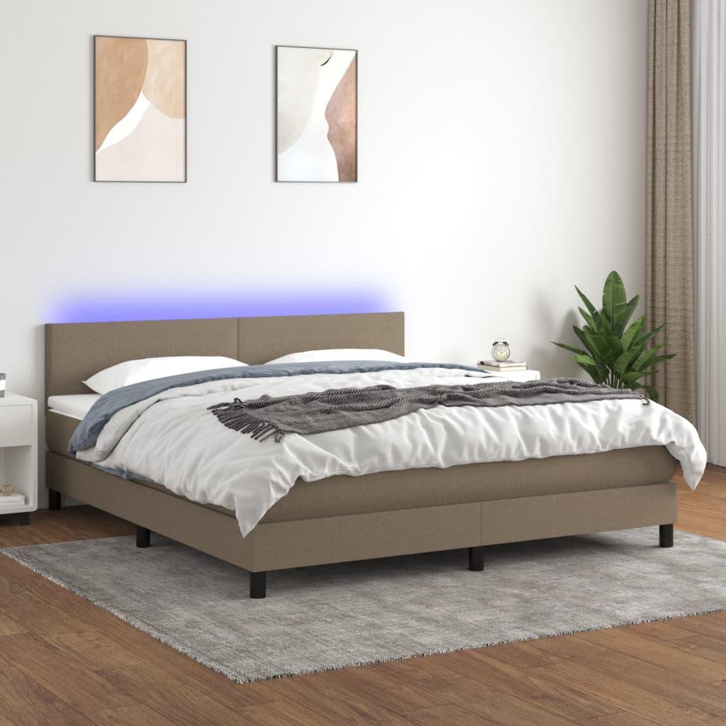 Kontinentalseng Med Led-Lys Stof Gråbrun - Med ensartet mønster / 160 x 200 cm