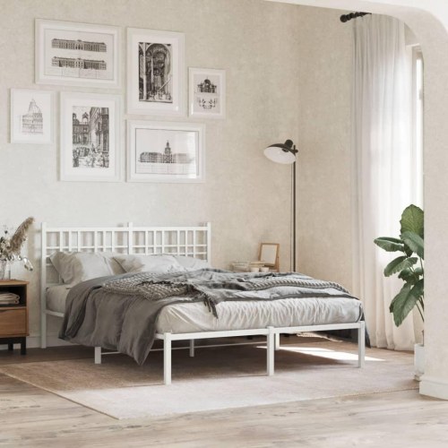 Sengeramme med sengegavl 140 x 190 cm - hvid