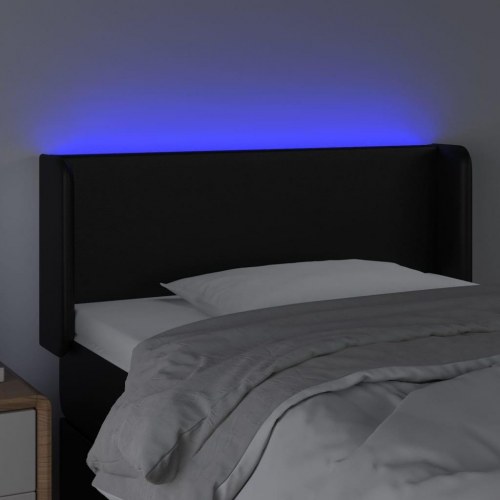 Sengegavl med LED-lys i kunstlæder 103 x 16 x 78/88 cm - sort