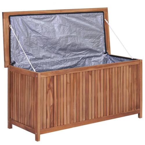 Udendørs opbevaringskasse 120x50x58 cm massivt teaktræ