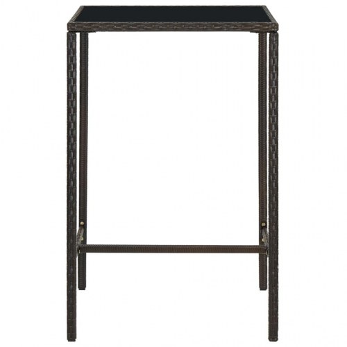 Barbord til haven 70x70x110 cm polyrattan og glas brun