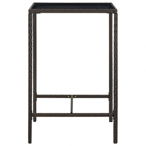 Barbord til haven 70x70x110 cm polyrattan og glas brun