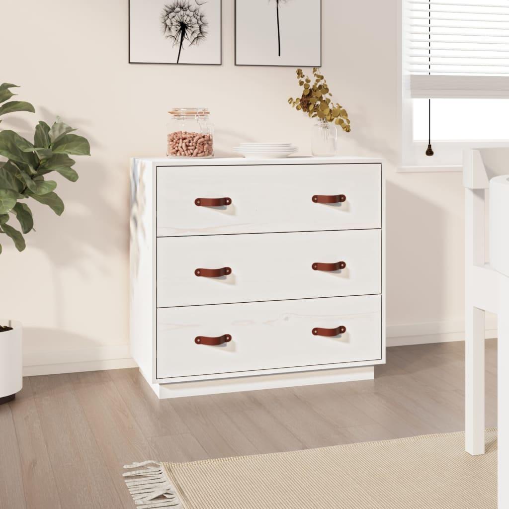 vidaXL skænk 80x40x75 cm massivt fyrretræ hvid