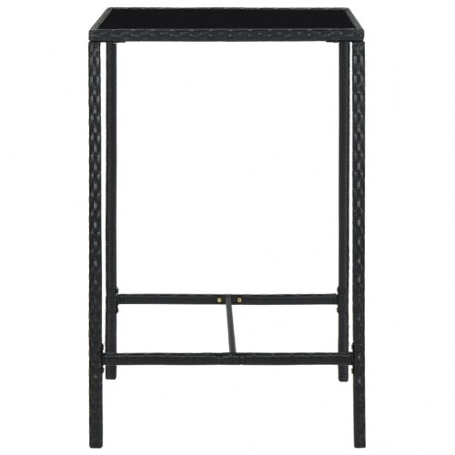 Barbord til haven 70x70x110 cm polyrattan og glas sort