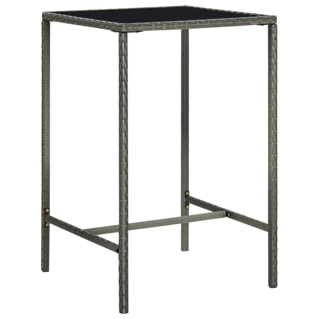 Barbord til haven 70x70x110 cm polyrattan og glas grå