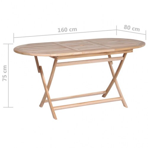 Foldbart havebord 160x80x75 cm massivt teaktræ