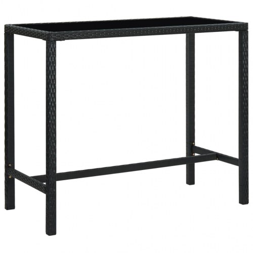 Barbord til haven 130x60x110 cm polyrattan og glas sort