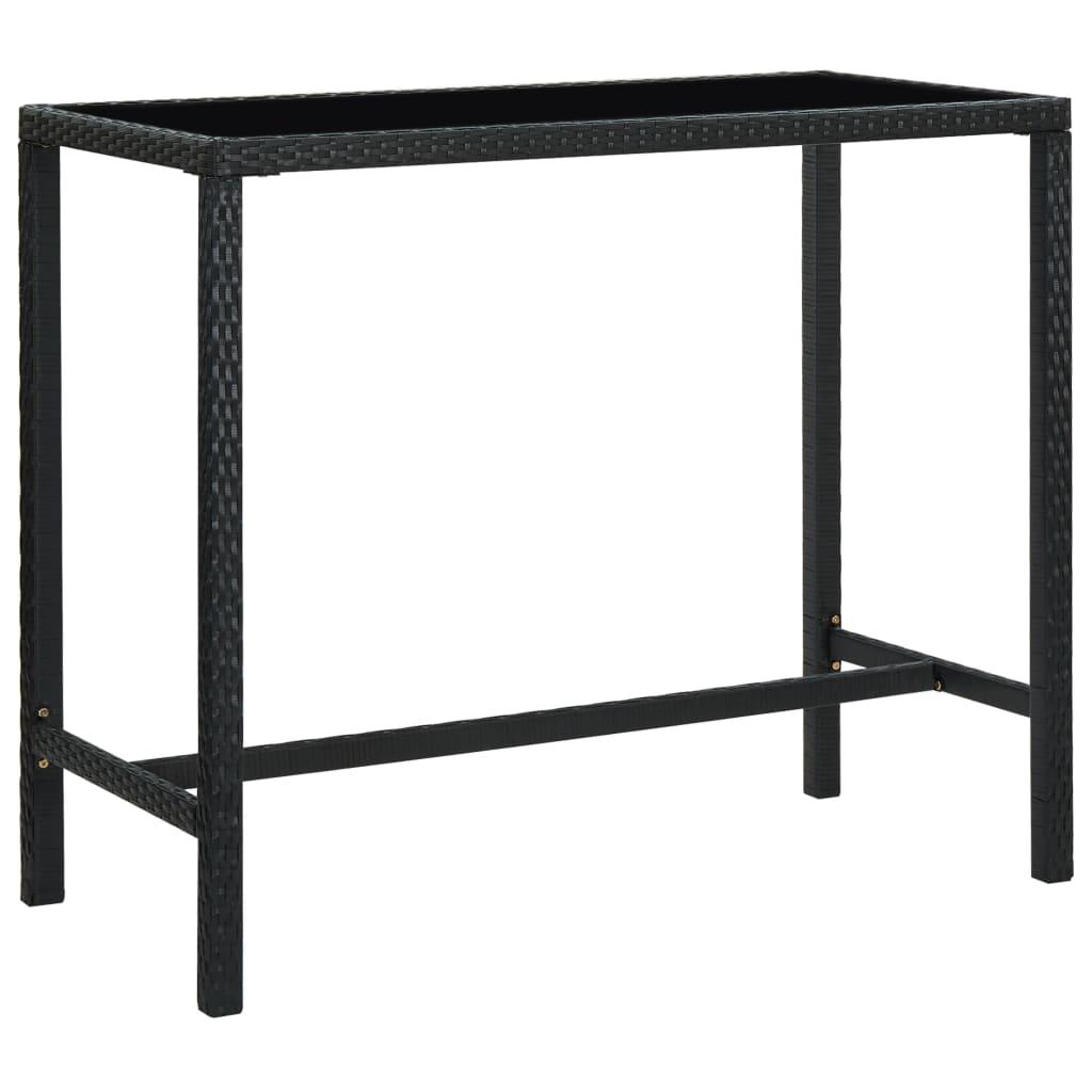 Barbord til haven 130x60x110 cm polyrattan og glas sort