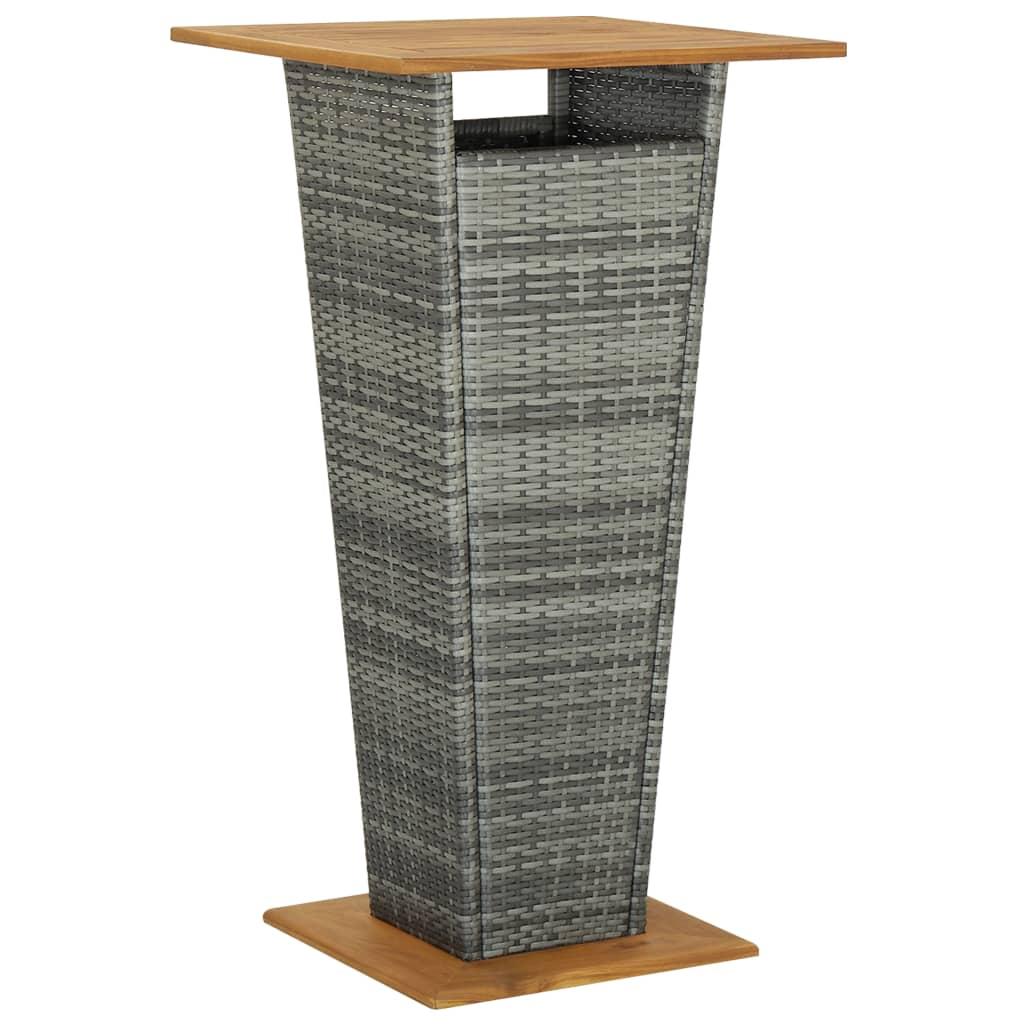 Barbord Polyrattan Og Massivt Akacietræ - Grå / 60 x 60 x 110 cm