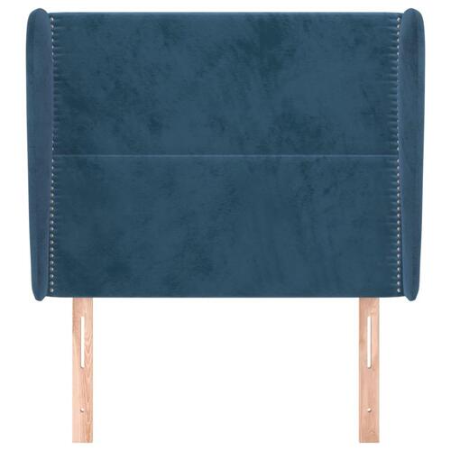 Sengegavl med kanter 93x23x118/128 cm fløjl mørkeblå