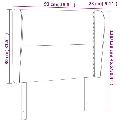 Sengegavl med kanter 93x23x118/128 cm fløjl mørkeblå