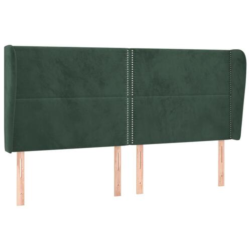 Sengegavl med kanter 183x23x118/128 cm fløjl mørkegrøn