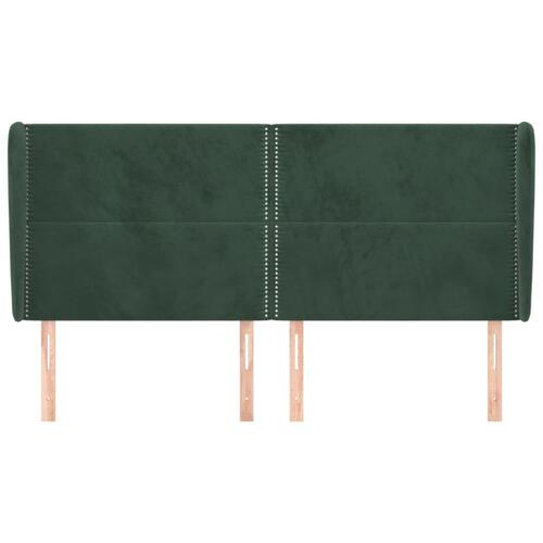 Sengegavl med kanter 183x23x118/128 cm fløjl mørkegrøn