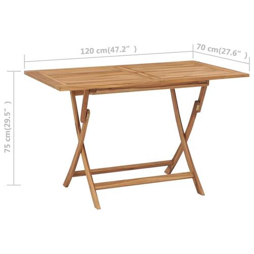 Foldbart havebord 120 x 70 x 75 cm massivt teaktræ