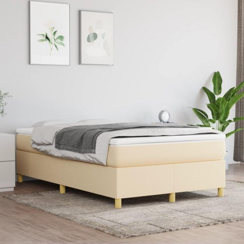 Kontinentalseng med madras 120x190 cm - stof, cremefarvet
