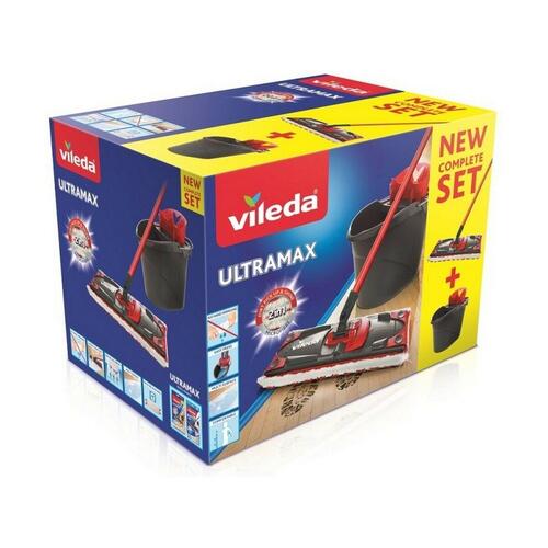 Gulvmoppe med dobbeltvirkende spand Vileda Ultramax Mop Set Sort