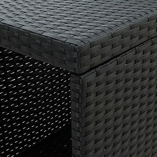 Barbord med opbevaringsstativ 120x60x110 cm polyrattan sort