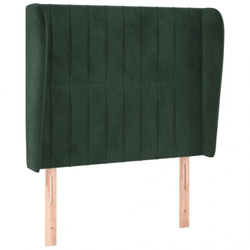 Sengegavl med kanter i fløjl 93 x 23 x 118/128 cm - mørkegrøn