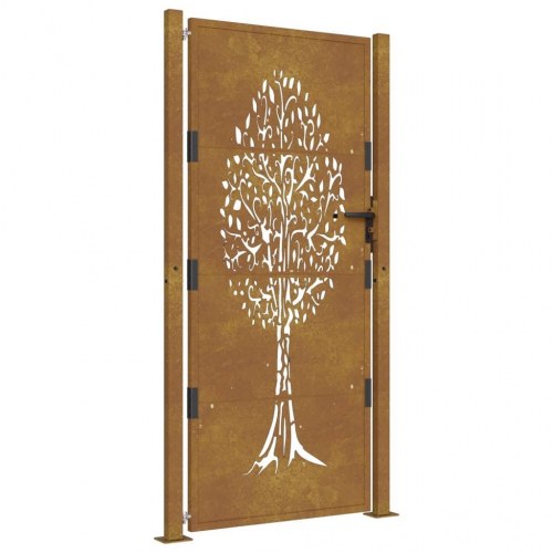 Havelåge 100×175 cm i cortenstål - trædesign, laserskåret