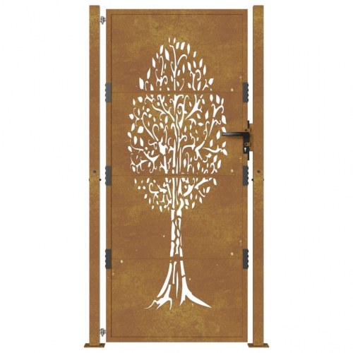 Havelåge 100×175 cm i cortenstål - trædesign, laserskåret