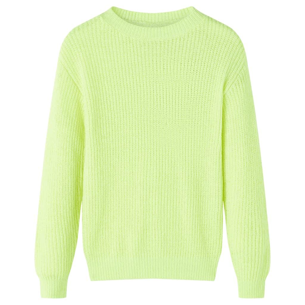 Sweater til børn str. 140 strikket neongul