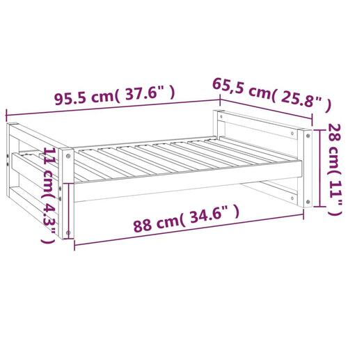 Hundeseng 95,5x65,5x28 cm massivt fyrretræ hvid