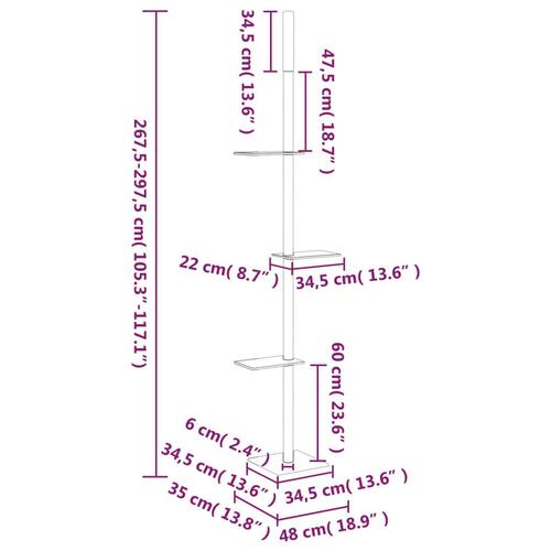 Kradsetræ fra gulv til loft 267,5-297,5 cm lysegrå