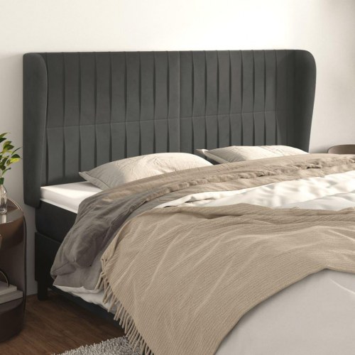 Sengegavl med kanter 183 x 23 x 118/128 cm - mørkegrå