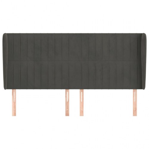 Sengegavl med kanter 183 x 23 x 118/128 cm - mørkegrå