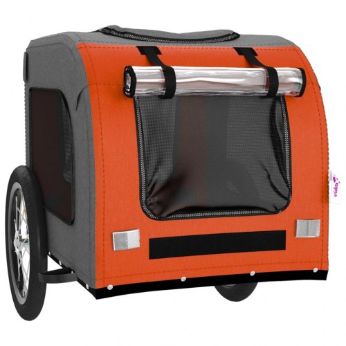 Cykeltrailer til kæledyr oxfordstof og jern orange og grå