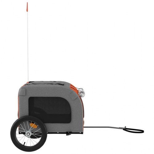 Cykeltrailer til kæledyr oxfordstof og jern orange og grå