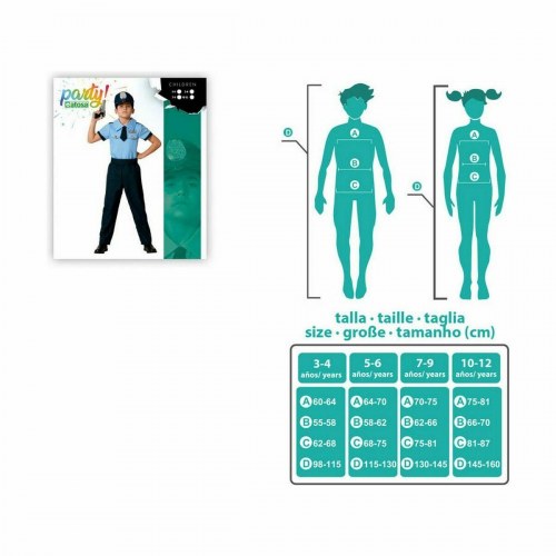 Politimandskostume til børn 5-6 år - blå, polyester