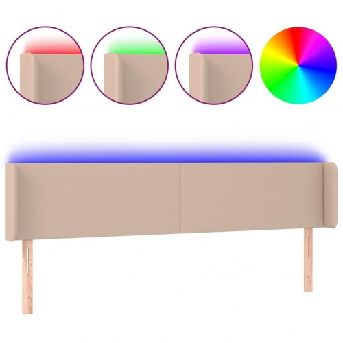 Sengegavl med LED-lys - cappuccino, 163 x 16 x 78/88 cm