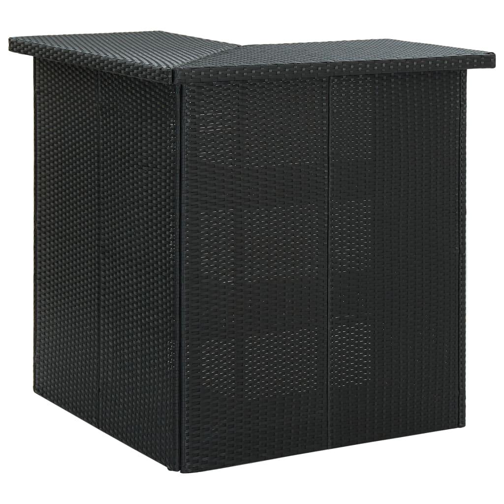 Hjørnebarbord 100x50x105 cm polyrattan sort