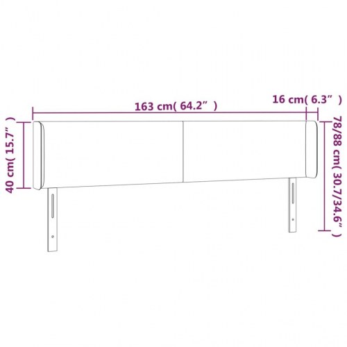 Sengegavl med LED-lys - cappuccino, 163 x 16 x 78/88 cm