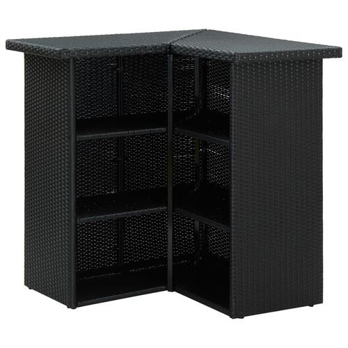 Hjørnebarbord 100x50x105 cm polyrattan sort