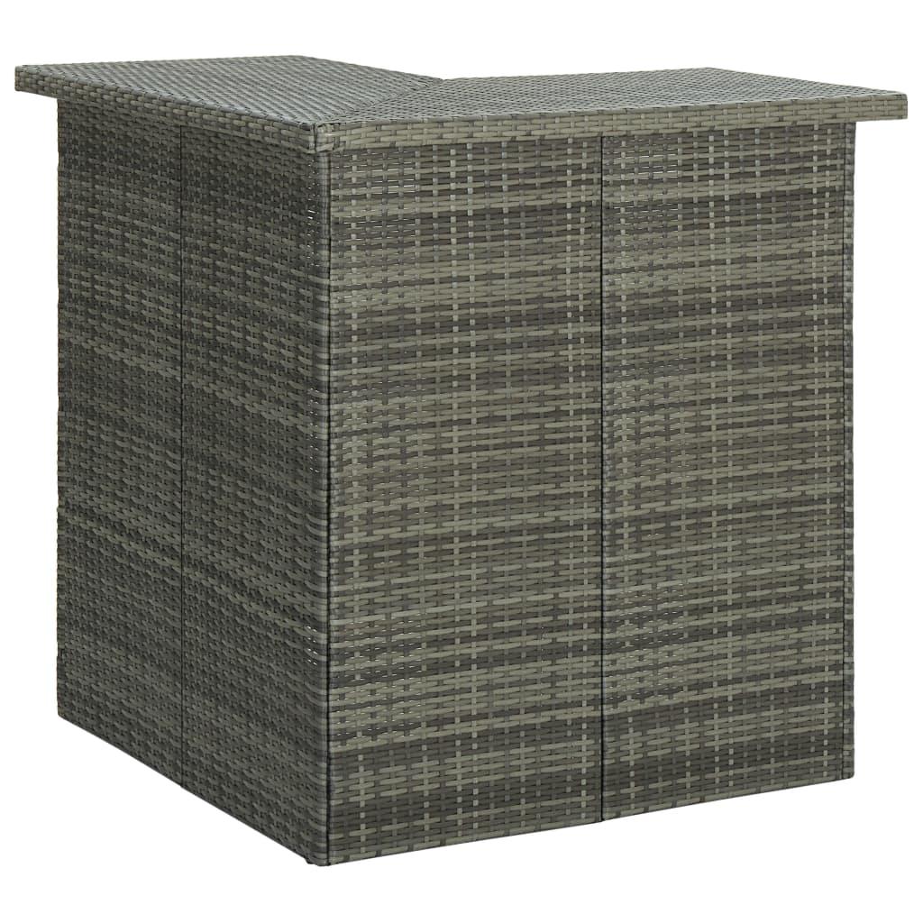 Barbord til hjørne 100x50x105 cm polyrattan grå