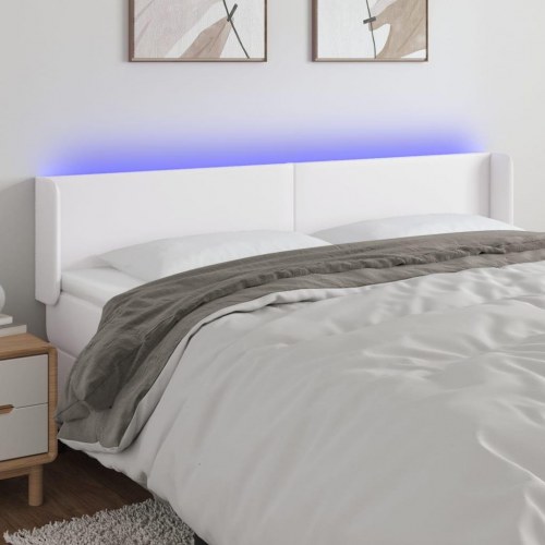 Sengegavl med LED-lys 183 x 16 x 78/88 cm - hvid
