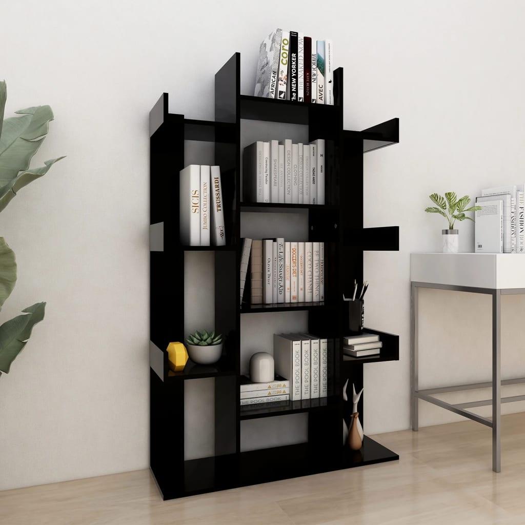 Bogreol 86x25,5x140 cm konstrueret træ sort